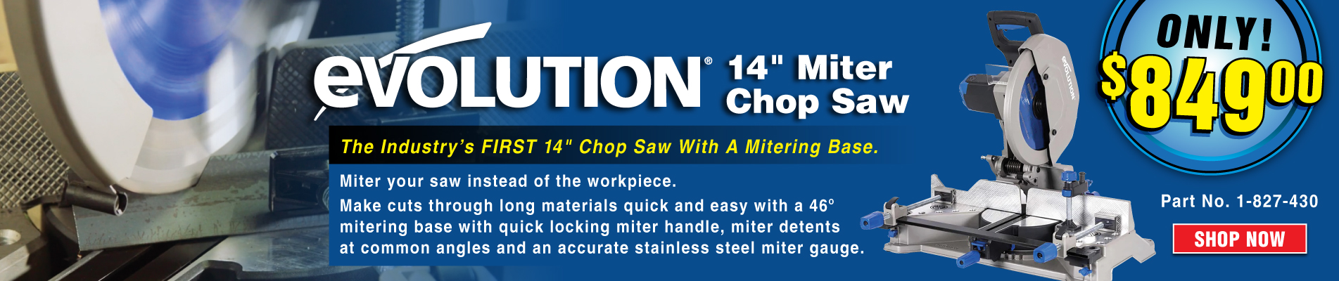 Shop the new Evolution Power Tool Miter Chop Saw