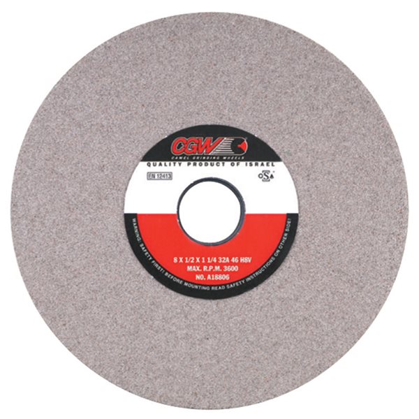 Norton 8 Diameter 1/2 Thick 1-1/4 Hole Size 80 Grit 38A Aluminum Oxide J Hardness Type 1 Surface Grinding Wheel 