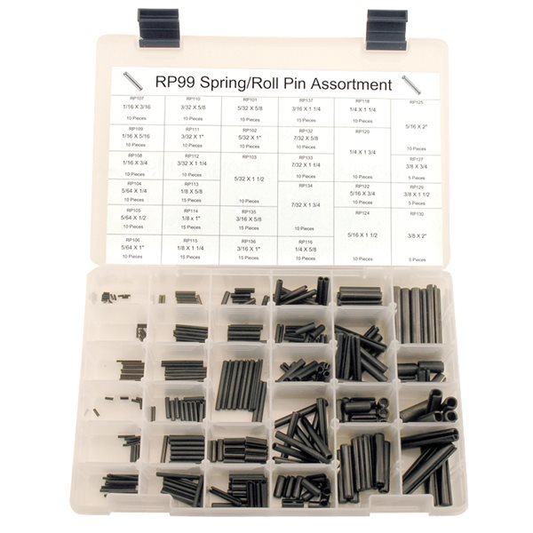 120pc Roll Pin Set Assortment Spring Pins C Tension 