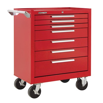 KENNEDY 27IN 7-DRAWER ROLLER CABINET RED